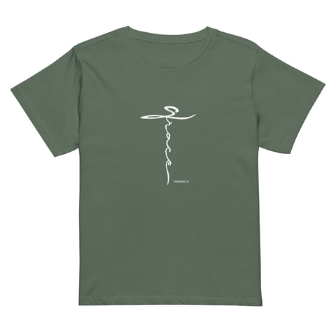 Grace at the Cross t-shirt. Exclusive design bestseller High-waisted Women's T-shirt