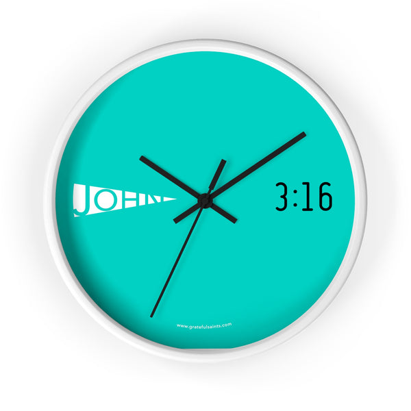 John 3:16 Wall Clock Turquoise
